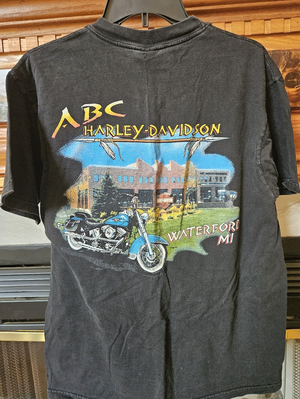Vintage 2000 Harley-Davidson Black Tee, Blue Flame V-Twin Graphic. Large - Picture 4 of 5